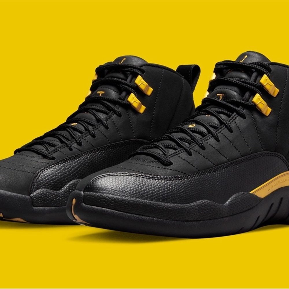 Nike Black Taxi Sneakers Air Jordan 12 Retro Gold Mid High Top Streetwear